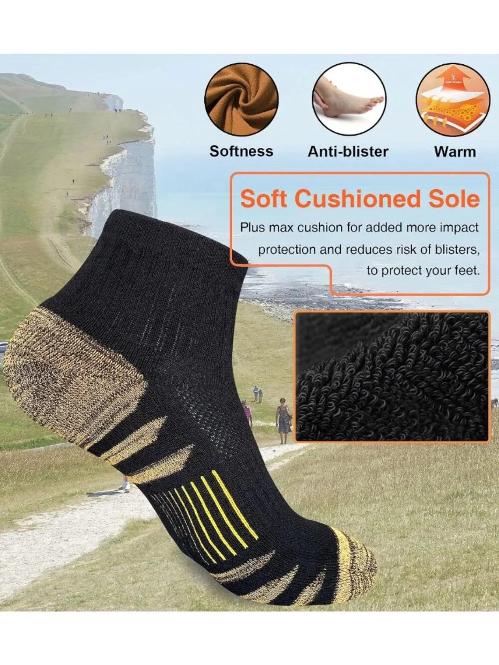 Thick Cushioned Ankle Athletic Socks for Women | 5 Pairs, Anti-Blister